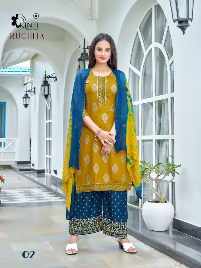 Kinti Ruchita Rayon Palazzo Readymade Suits Catalog
